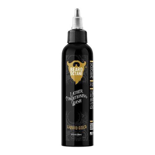 Beard Octane Beard Wash for Men – Liquid Gold (Frankincense, Oud Cologne) – Gentle Daily Beard Shampoo with Shea Butter – Cleans Without Drying – 8oz