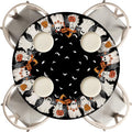 Halloween Fitted Round Tablecloth 45-56 inch Ghost Bat Black - Ghost Variation