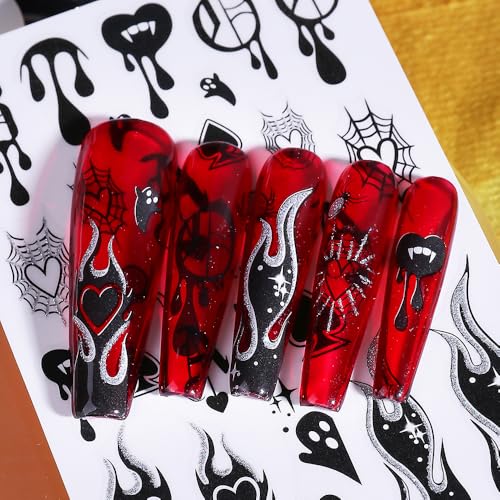 Halloween Nail Art Stickers Decals 3D Skeleton Bat Ghost Set - halloween style4