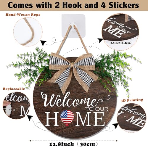 Welcome to Our Home Wooden Door Sign - Multicolor Welcome Sign-1, 12x12 Inch