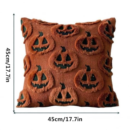 Fall Pillow Covers 18x18 Set of 2 - Rust Ghost Pumpkin Autumn Decor