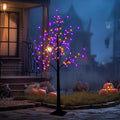 6Ft Black Birch Halloween Tree with 144 LED Purple & Orange Lights - 1 Pack
