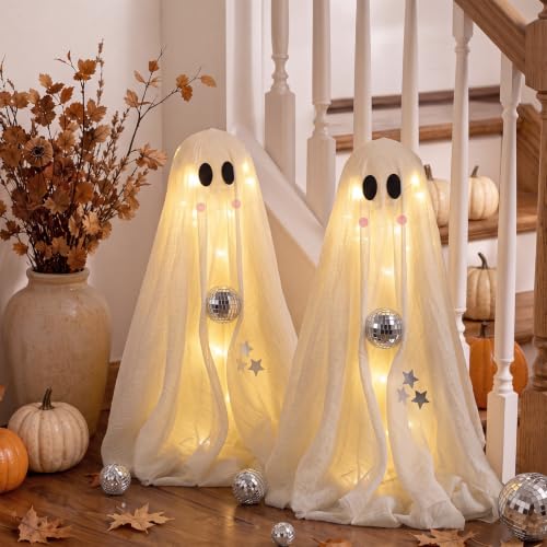 Lighted Ghost Halloween Decorations Set for Indoor & Outdoor Festive Decor