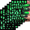 Halloween Nail Stickers Glow at Night Butterfly Spider Web Ghost Bat 3D Self-Adhesive Manicure Decor - Style 16