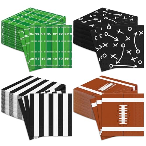 Football Disposable Paper Napkins 6.5 x 6.5 Inch Pack of 120 - Party Decorations