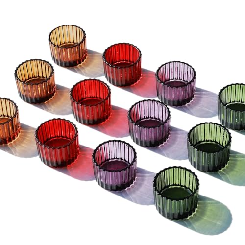 Multicolor Votive Candle Holders Set of 24 - Elegant Glass Centerpiece Decor