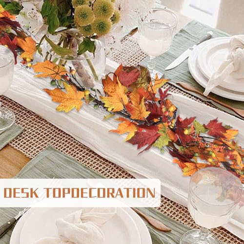 Fall Leaves Garland - 5.9 Ft Autumn Maple Leaf Decor for Indoor Outdoor Fall Decorations