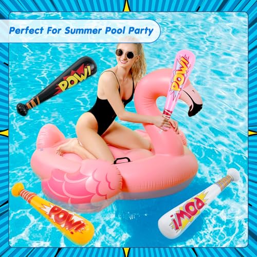 Inflatable Baseball Bats Party Favors - 17 Inch Multicolor Set with Pump