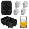 Black Skull-Shaped Silicone Ice Cube Tray for Whiskey & Cocktails - Eco Friendly