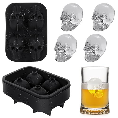 Black Skull-Shaped Silicone Ice Cube Tray for Whiskey & Cocktails - Eco Friendly
