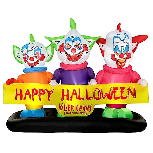 Halloween Inflatable Killer Clowns Decoration - 6ft Outdoor Yard Decor with Lights