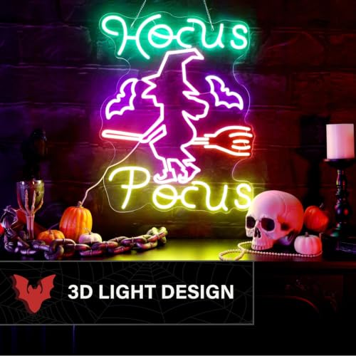 LED Witch Wall Decoration - Halloween Neon Broomstick Light