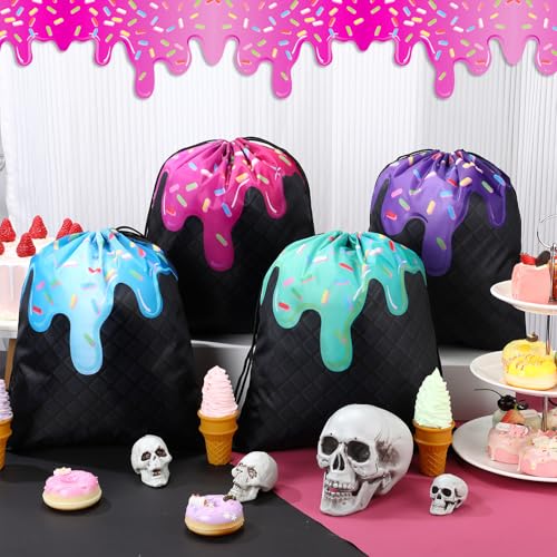 24 Pcs Halloween Party Favor Gift Bags with Ice Cream & Dessert Designs