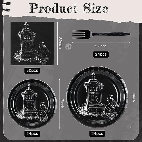 30th Birthday Party Supplies Tableware Set for 24 Guests - Black & White RIP to 20s Theme