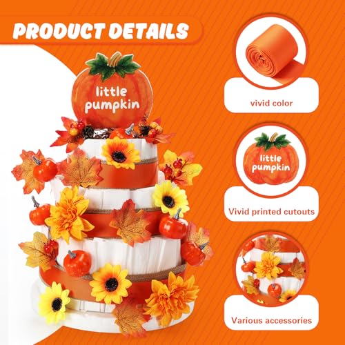 Baby Shower Fall Diaper Cake Kit with Pumpkin & Autumn Decorations