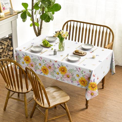 Rectangle Tablecloth 60x120 Inch - Colorful Daisy Yellow, Outdoor & Indoor
