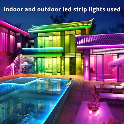 Outdoor Waterproof LED Strip Lights 400ft with App & Remote Control, Music Sync IP68 for Patio, Garden, Halloween