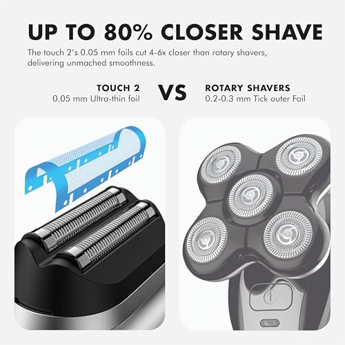 Aberlite Touch 2 Foil Head Shaver for Bald Men - Black, Waterproof, USB-C