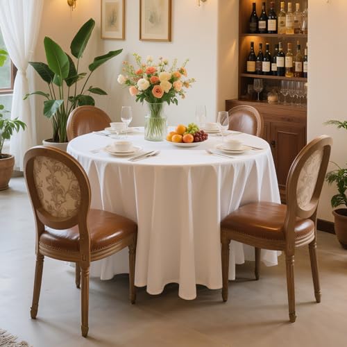 12 Pack Premium White Plastic Round Tablecloths 120 Inch Disposable Party Cover - Variation: White-120in / 12pc