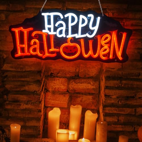 Halloween Neon Sign Dimmable LED Wall Decor - Pumpkin & Trick or Treat - SZ-happyhalloween-print2