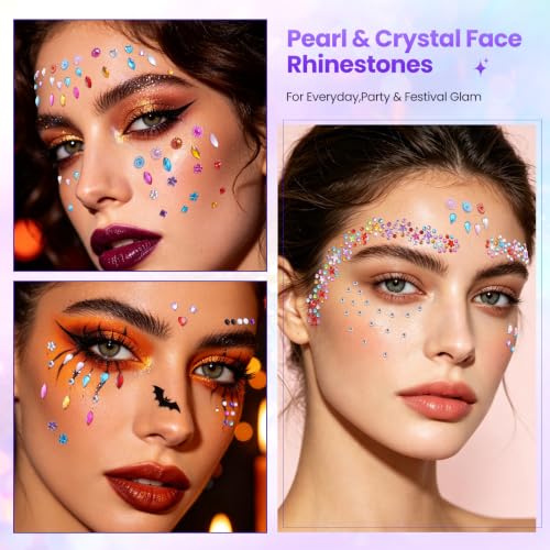 Multicolor Rainbow Face Gems Set - Self-Adhesive Eye & Body Rhinestones for Creative Makeup