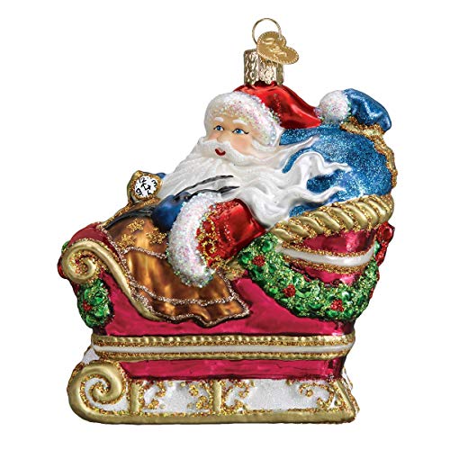 Santa in Sleigh Glass Ornament - Handcrafted Christmas Tree Decoration