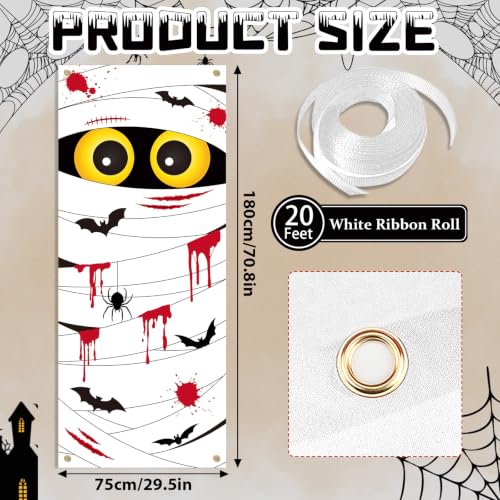 White Halloween Door Cover Decorations Large Photography Background Banner - 6 x 2.5 Feet