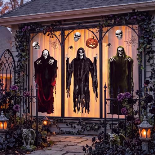 Extra Large Halloween Skeleton Window Clings - Spooky Decorative Decals for Glass