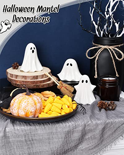 Halloween Ceramic Ghost Figurine Set - Small Spooky Ghost Decorations