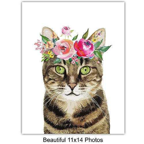 Cat Wall Art Prints Set - Unframed 11x14 Cute Kitten Room Decor