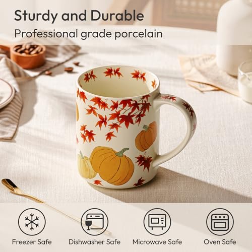 Fall Ceramic Coffee Mug 18 oz Large Porcelain Tea Cup with Big Handle