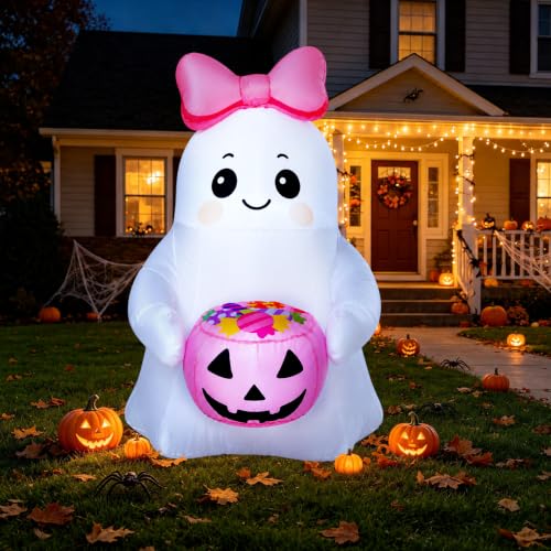 5 FT Pink Halloween Inflatable Ghost Outdoor Yard Decoration
