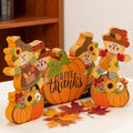 Fall Scarecrow Wooden Block Table Sign Set - Cute Autumn Decor - Halloween & Thanksgiving