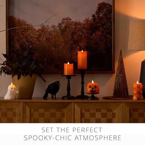 3 x 6.5 Inch Flameless LED Pillar Candle - Russet Orange Real Wax with Timer, Remote Ready