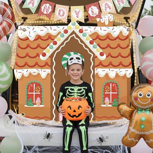 Candy Trunk or Treat Car SUV Decorations Set with String Lights & Banner - Pink & Green