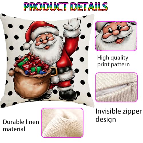 Christmas 18x18 Inch Pillow Covers Set of 2 Santa Elk Double-Sided Holiday Decor