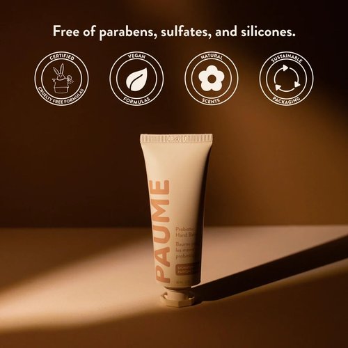PAUME Probiotic Hand Balm, Non-Greasy, Fast Absorbing, Long Lasting Hydration, Hand Moisturizer for Dry, Chapped, Aging Skin, 2oz