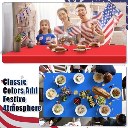 24 Pcs Fall Halloween Disposable Plastic Tablecloth - Red Blue White