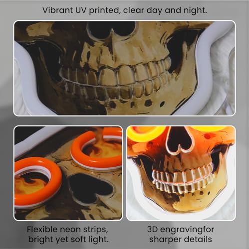 LED Halloween Skull Neon Sign Light Up Skull Wizard's Hat - Skull01