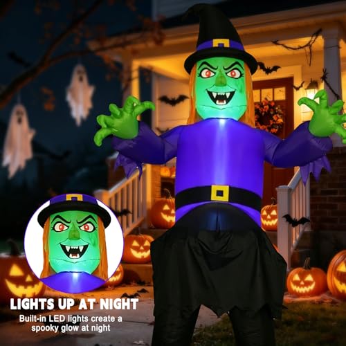 Onory 10FT Halloween Inflatable Witch with LED Lights Window Decoration - Witch Variation