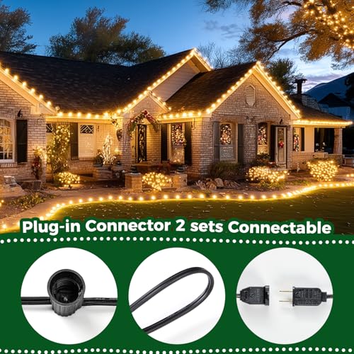 Vintage C9 Christmas String Lights - 50FT Warm White & Black Wire
