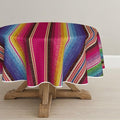 Pink Stripes 60x60 Inch Round Tablecloth - Durable Polyester, Home Decor