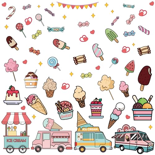 Ice Cream Window Stickers Decals - Candy PVC Wall Decor for Bedroom & Nursery - Variation of THIS listing: Ice Cream-086