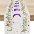 Boho Floral Moon Table Runner 13x90 inches - Purple Moon Phase Seasonal Decor - Rustic Home & Party Tablecloth - Variation of THIS listing