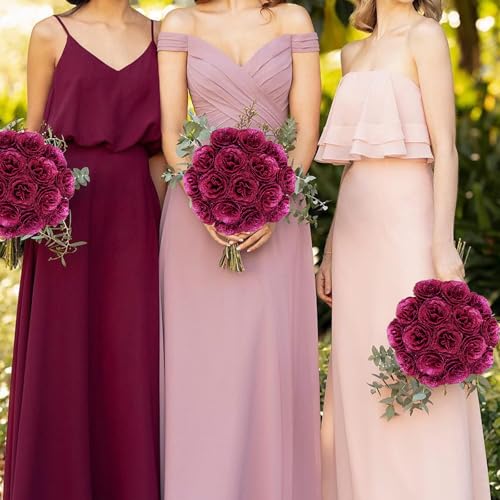 Artificial Glitter Roses with Stems - 30PCS Red Silk Flowers for Wedding & Home Decor