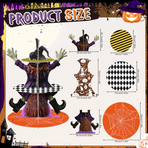 Halloween Witch Broom Cupcake Stand - 3 Tiers, Party Decoration, Witch Theme (Variation: Witch Broom)