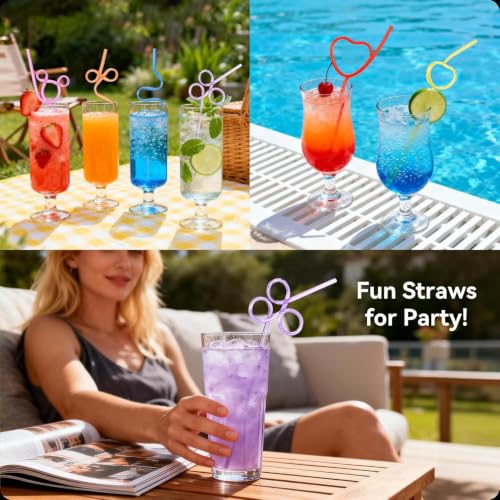 Pink Spiral Reusable Crazy Drinking Straws - 12 Pack Party Supplies