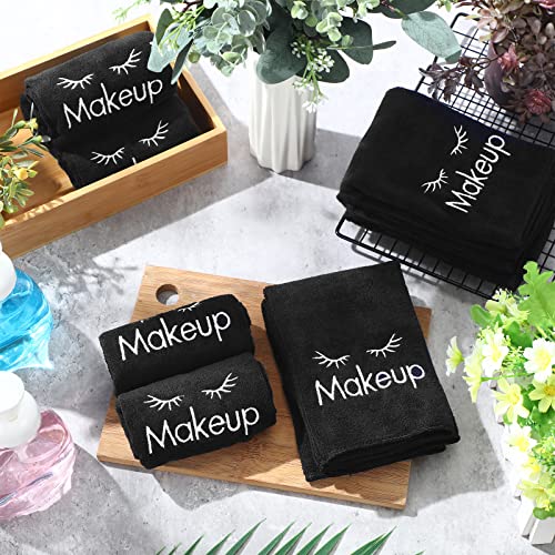 Black Makeup Remover Towels Set of 30 - Microfiber Face Washcloths, Reusable & Quick Drying