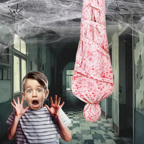 Halloween Hanging Corpse Body Bag Props Set - 6ft Inflatable Dummies with Accessories