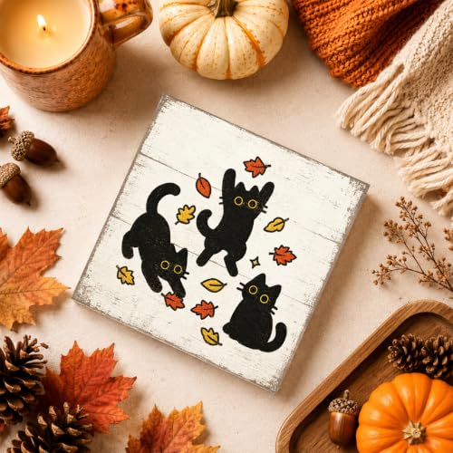 Fall Decorations for Home Black Cat Wood Sign - Rustic Fall Decor - FALL58